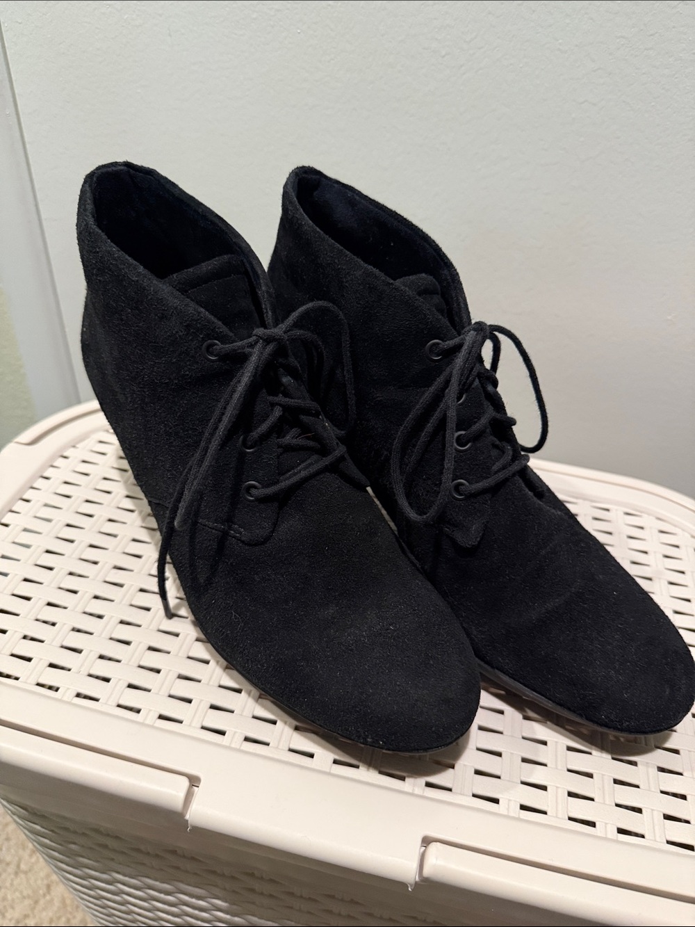 Clarks Black Suede Lace-Up Ankle Boots